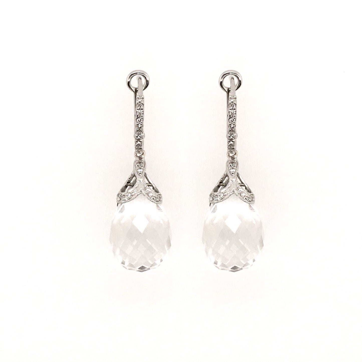 White Topaz Diamond Hanging Earrings