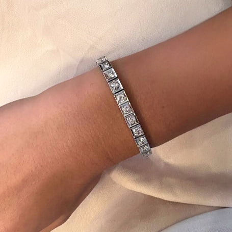 Art Deco Platinum Diamond Straightline Bracelet