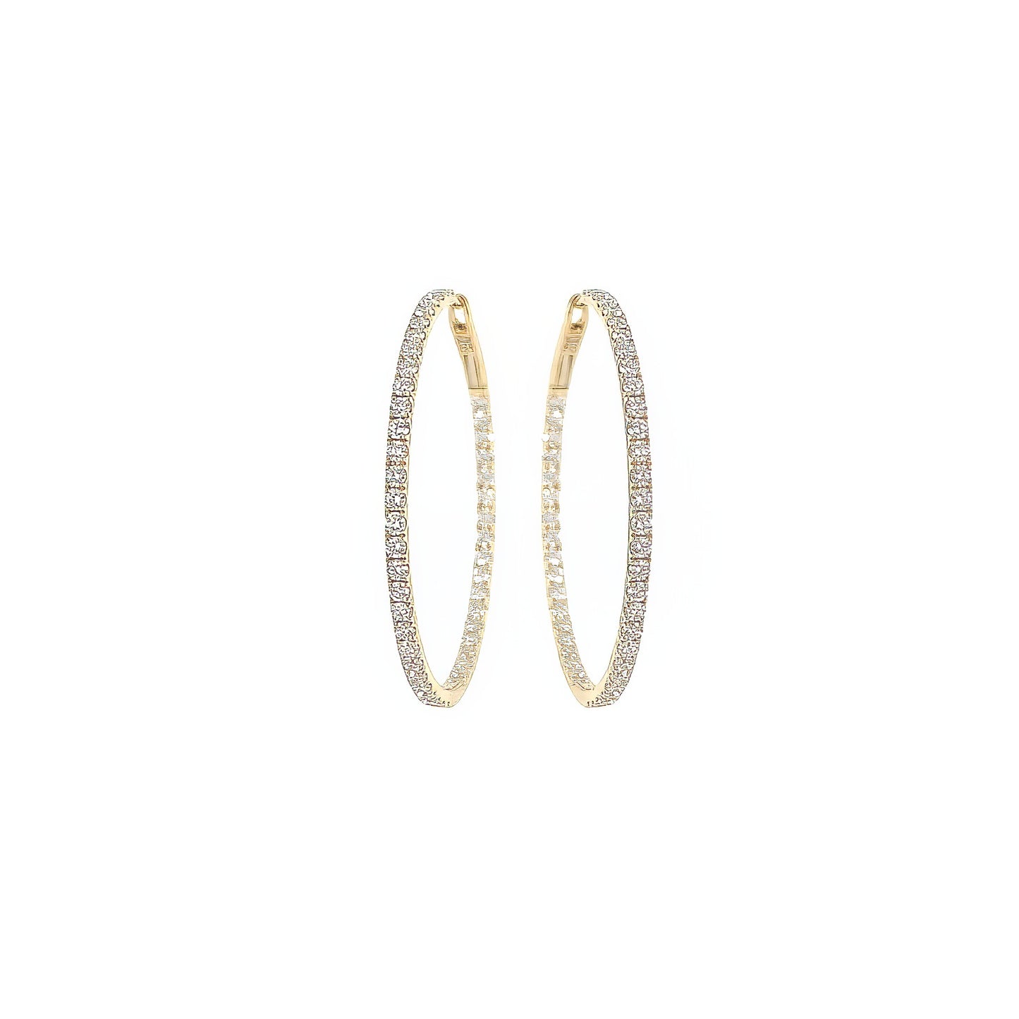 Large Gold Diamond In and Out Hoop Earrings