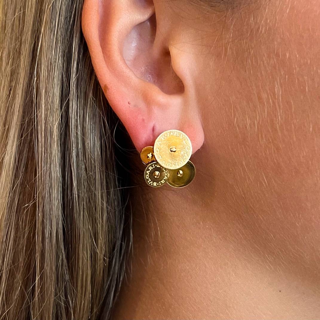 Bulgari Cicladi Gold Spinning Disc Earrings