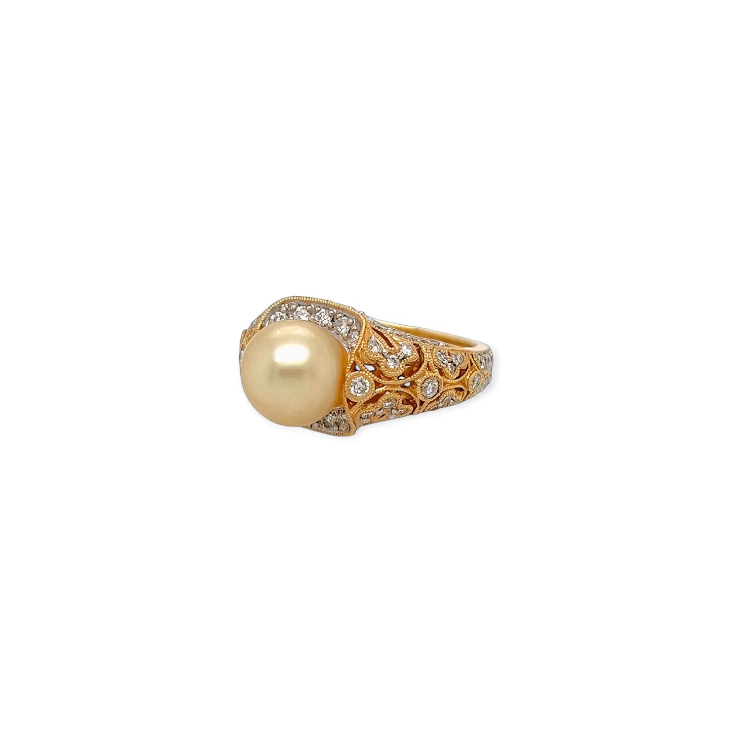 Golden Pearl Diamond Gold Ring