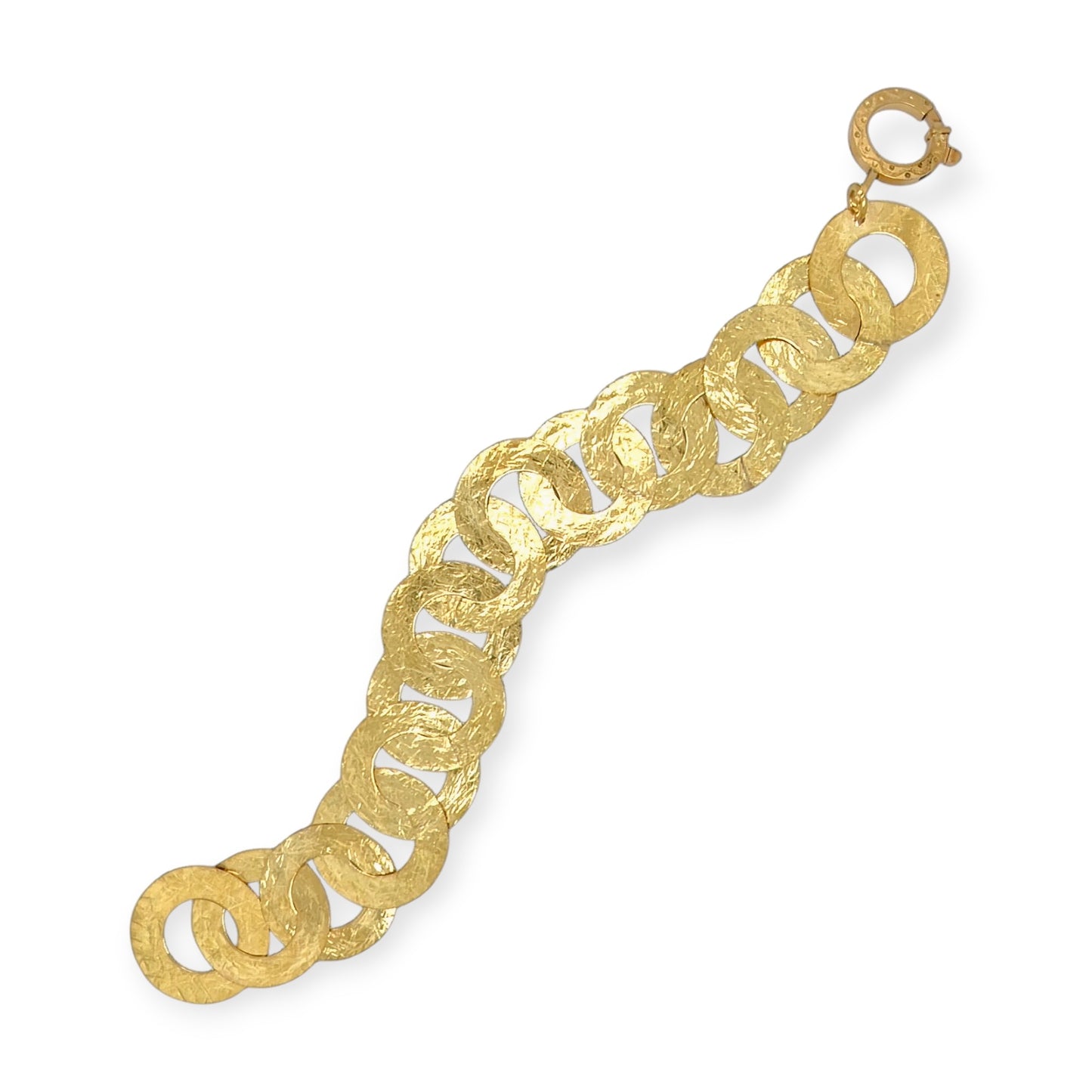 Textured Gold Circle Link Bracelet