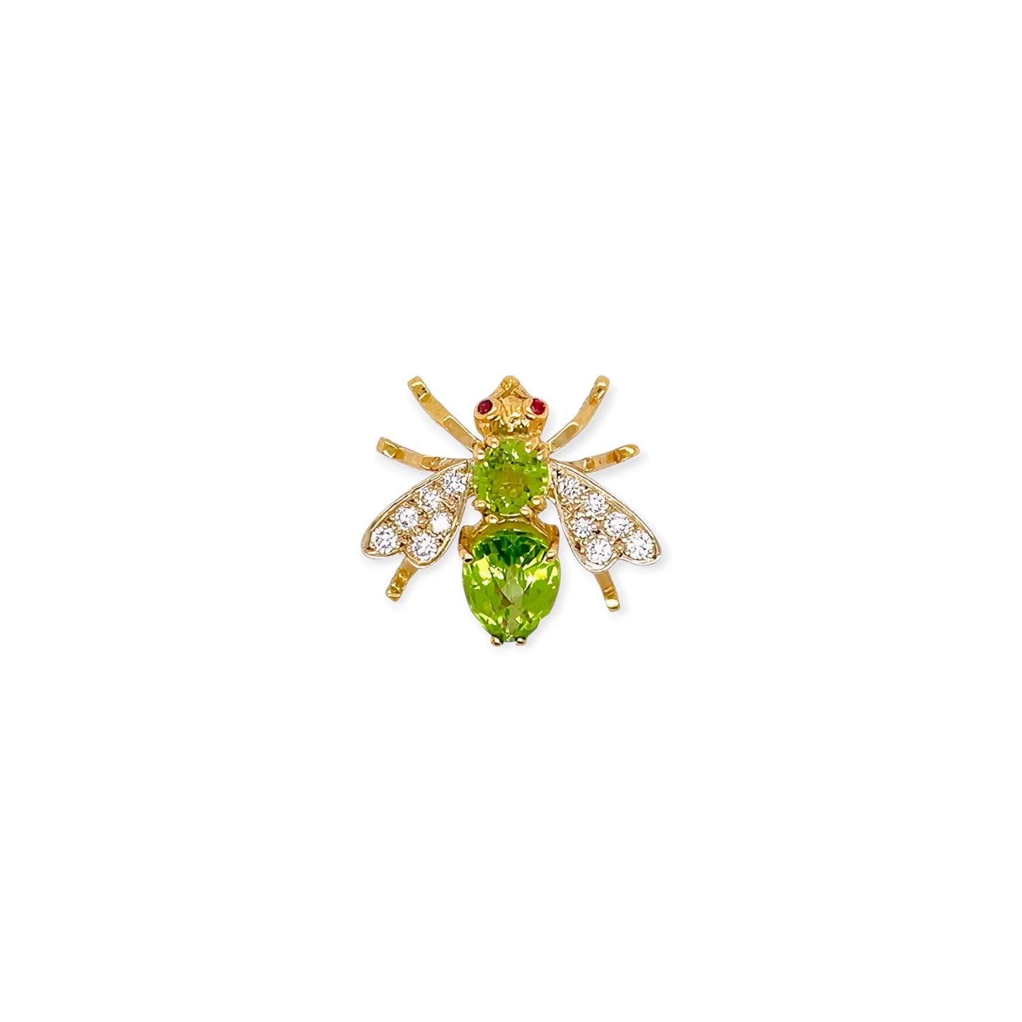 Gold Peridot Diamond Bee Brooch