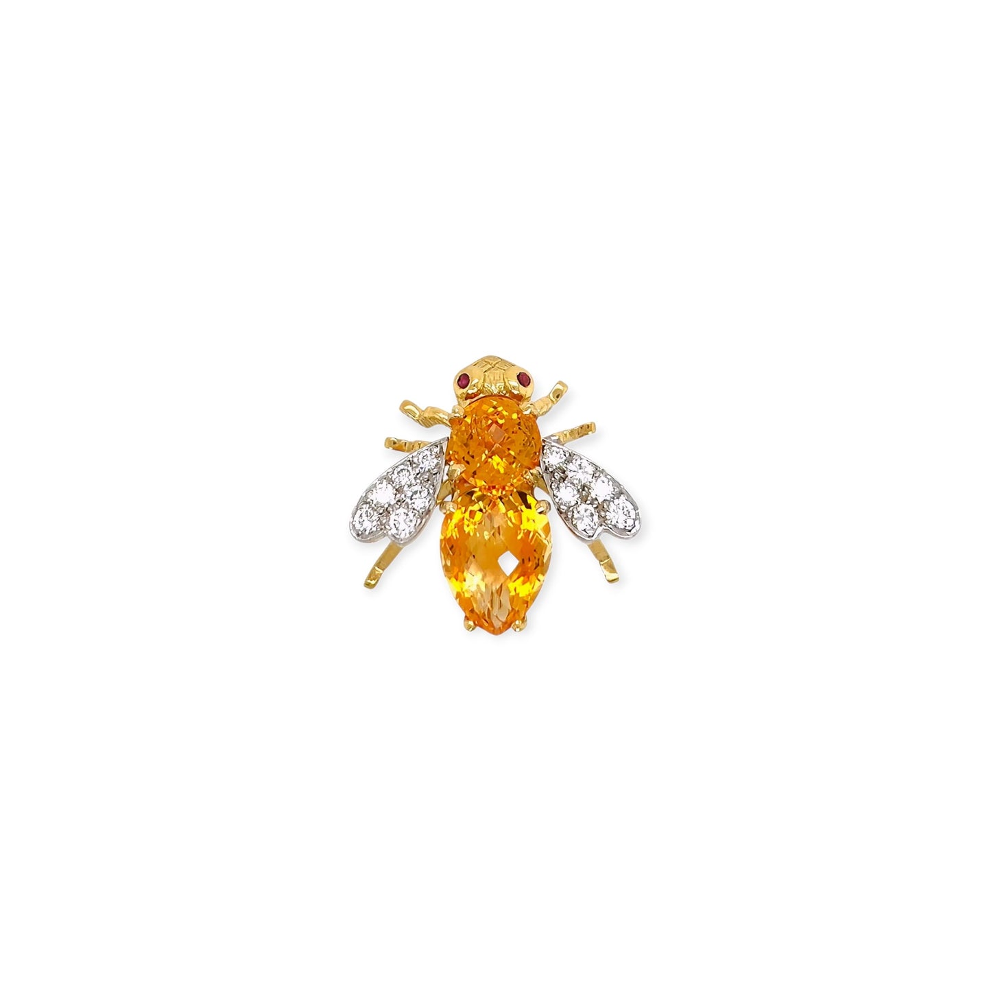 Gold Citrine Diamond Bee Brooch