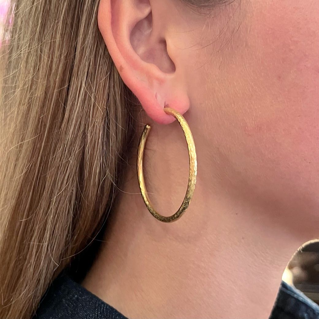 Christian Dior Gold Hammered Hoop Earrings