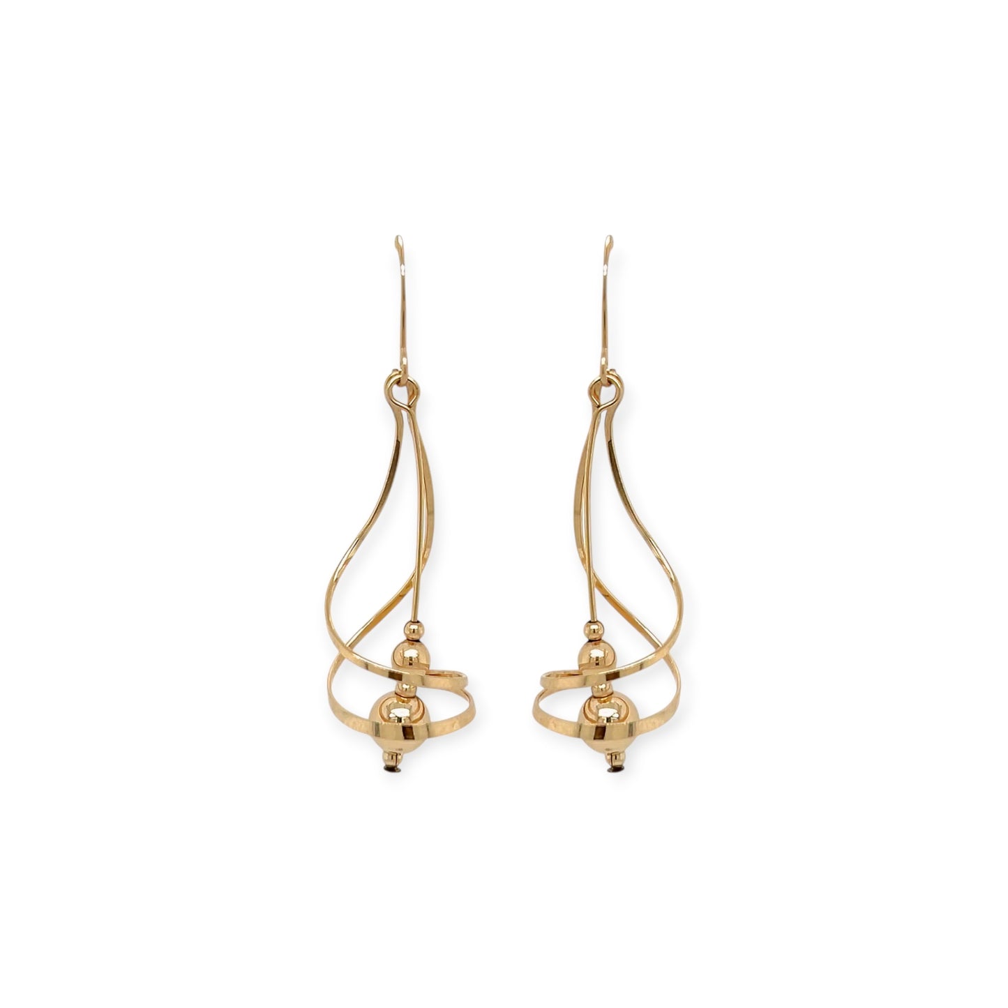 Gold Open Spiral Dangle Earrings