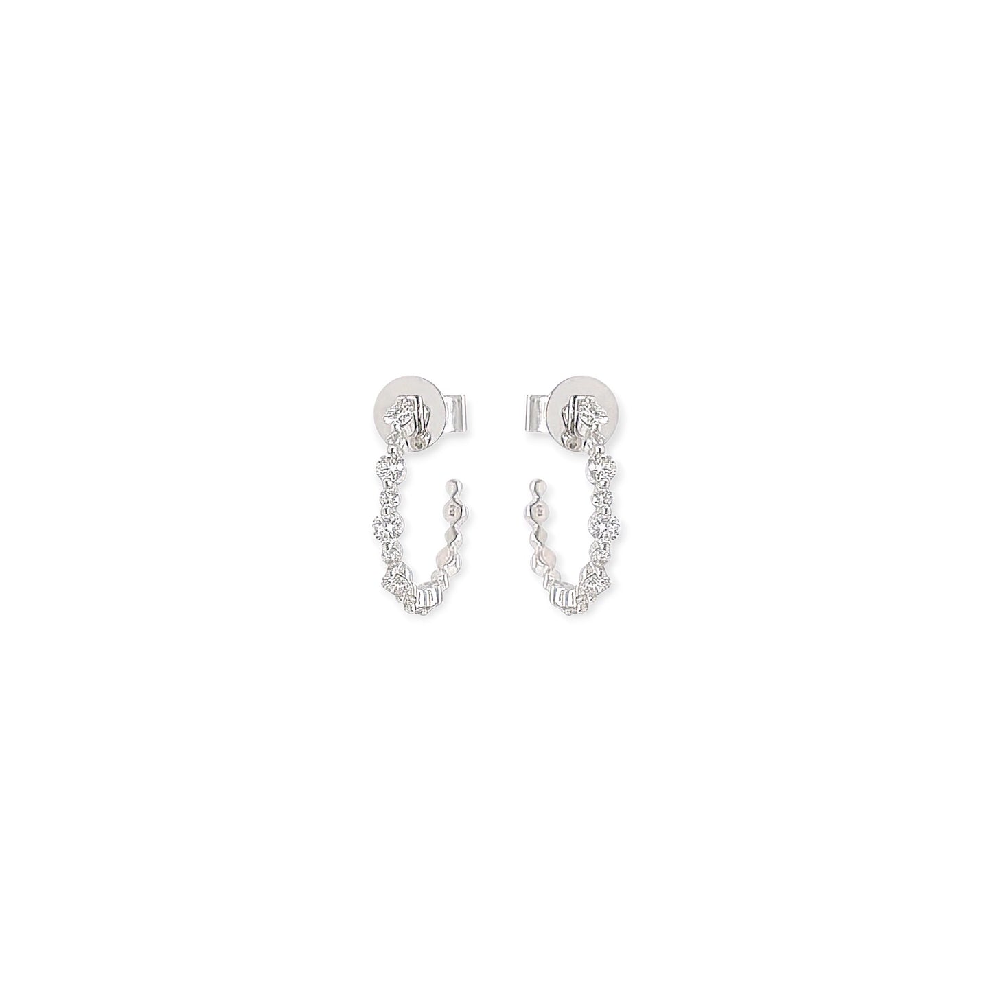 White Gold Diamond 3/4 Hoop Earrings