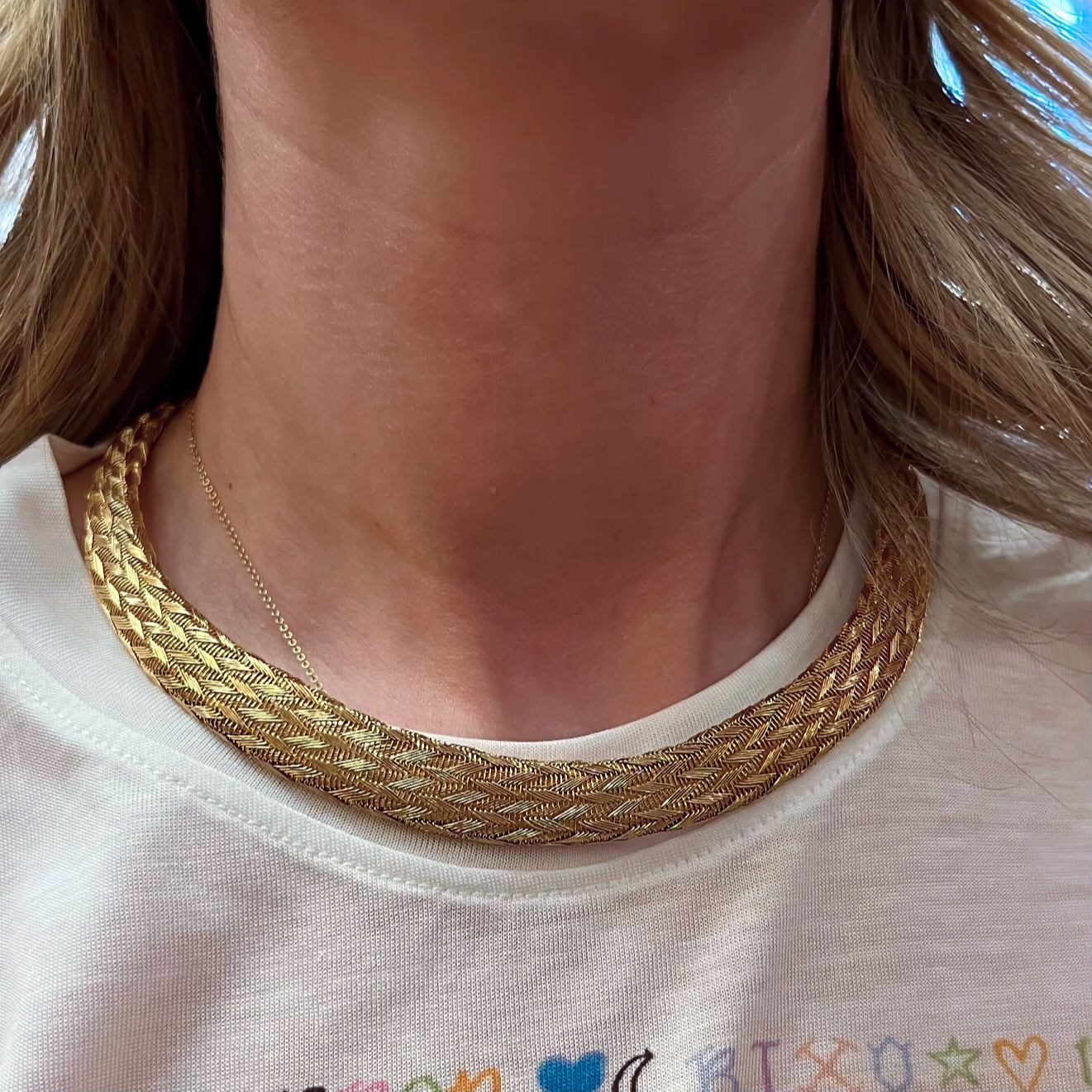 Gold Woven Mesh Necklace