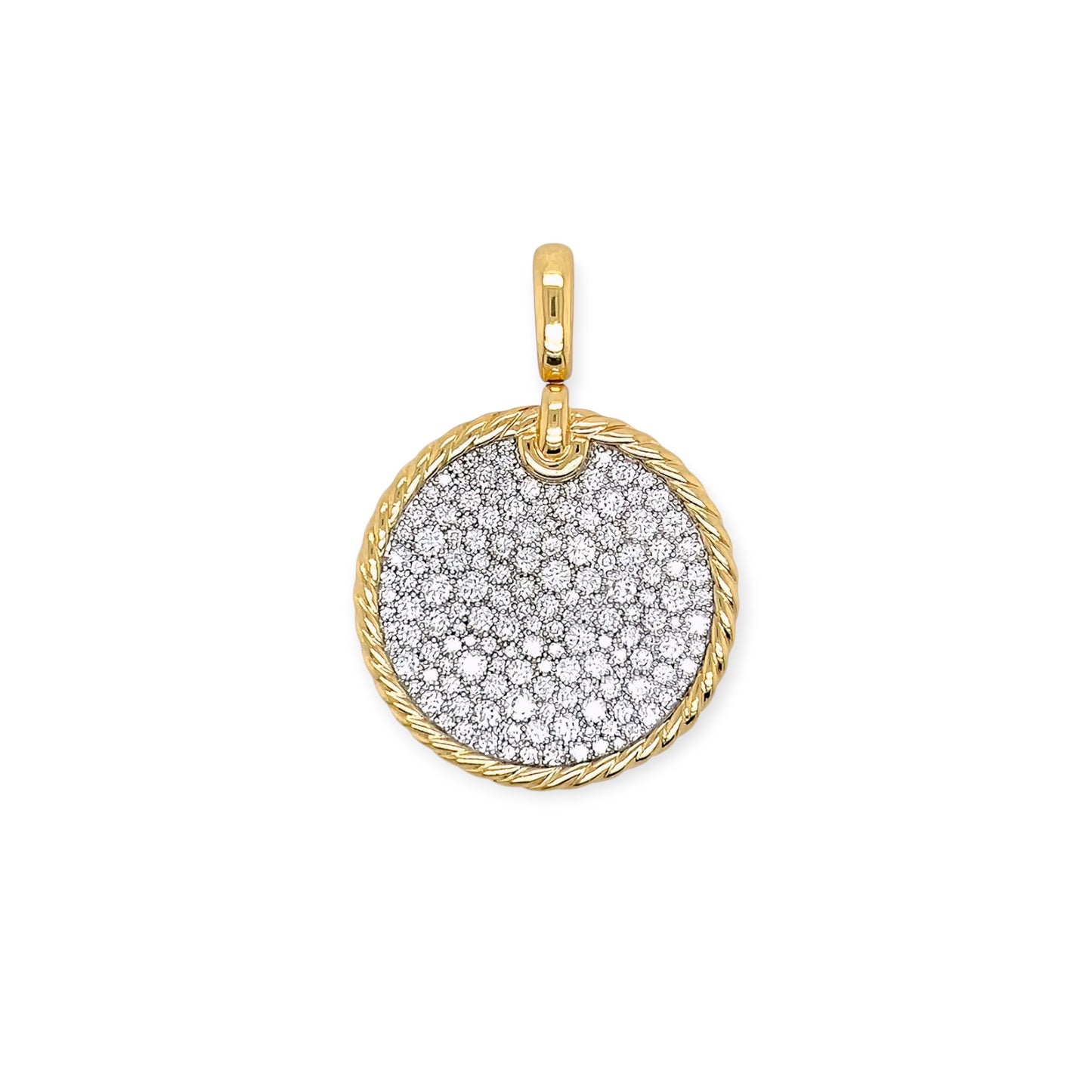 David Yurman Gold Pave Diamond Disc Pendant