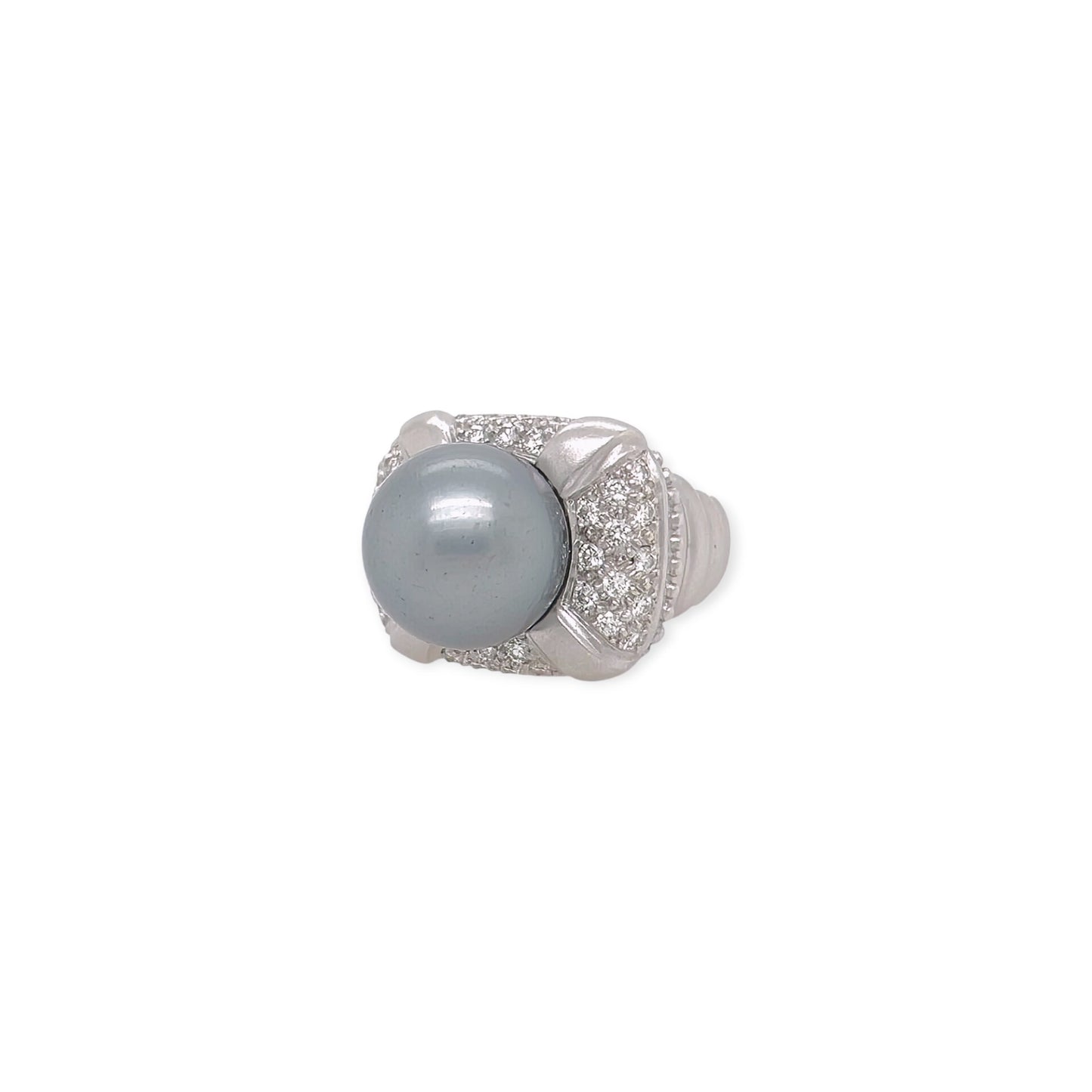 Doris Panos Tahitian Pearl Diamond White Gold Ring