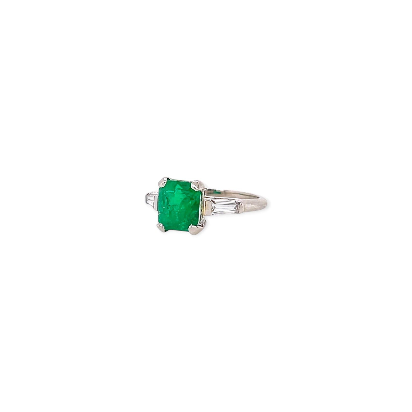 Platinum Colombian Emerald Diamond Ring