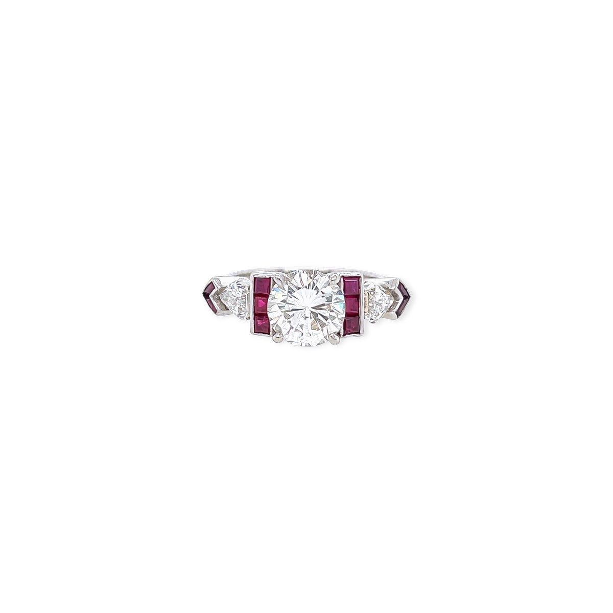 Raymond Yard Platinum Diamond Ruby Ring