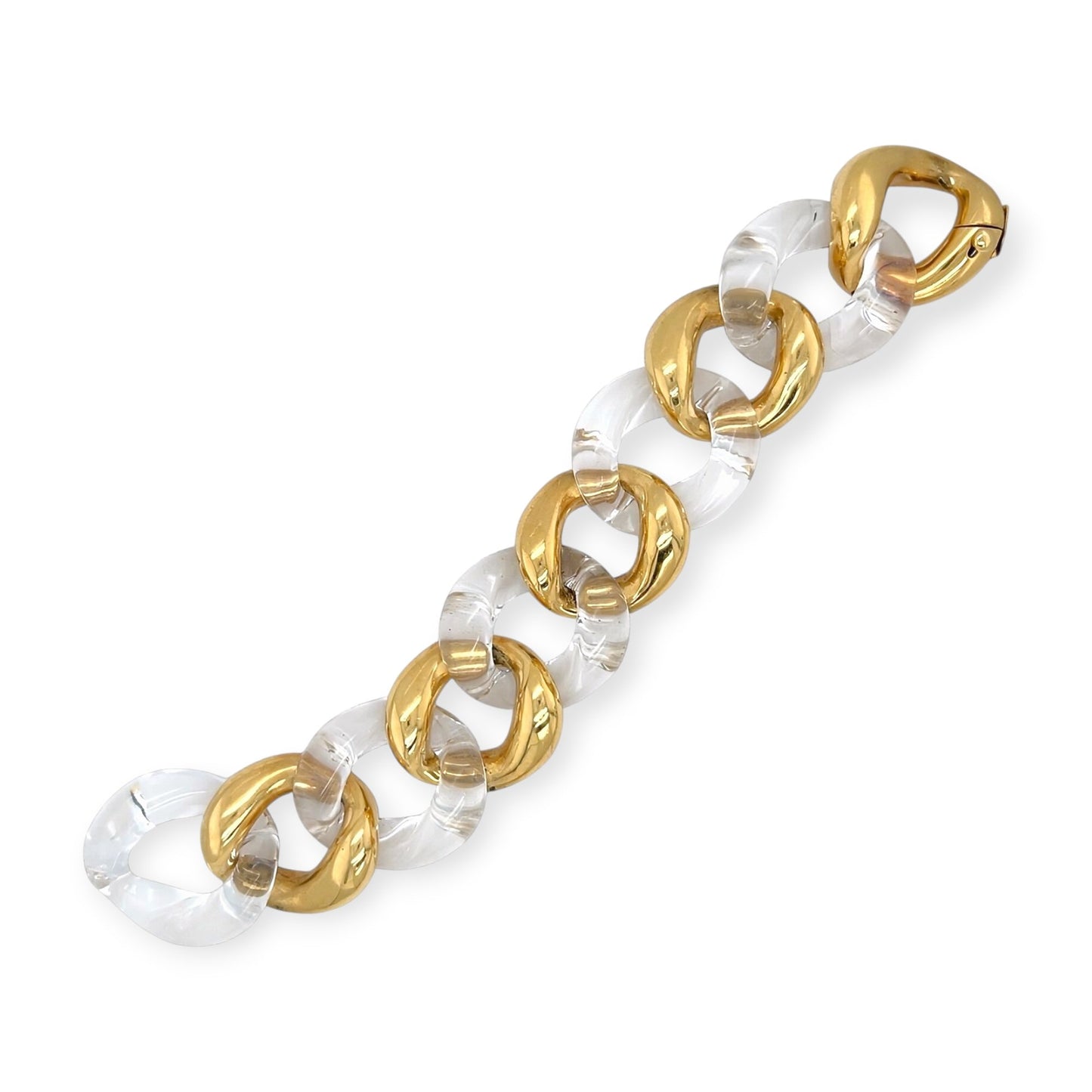 Seaman Schepps Classic Large Gold Rock Crystal Link Bracelet