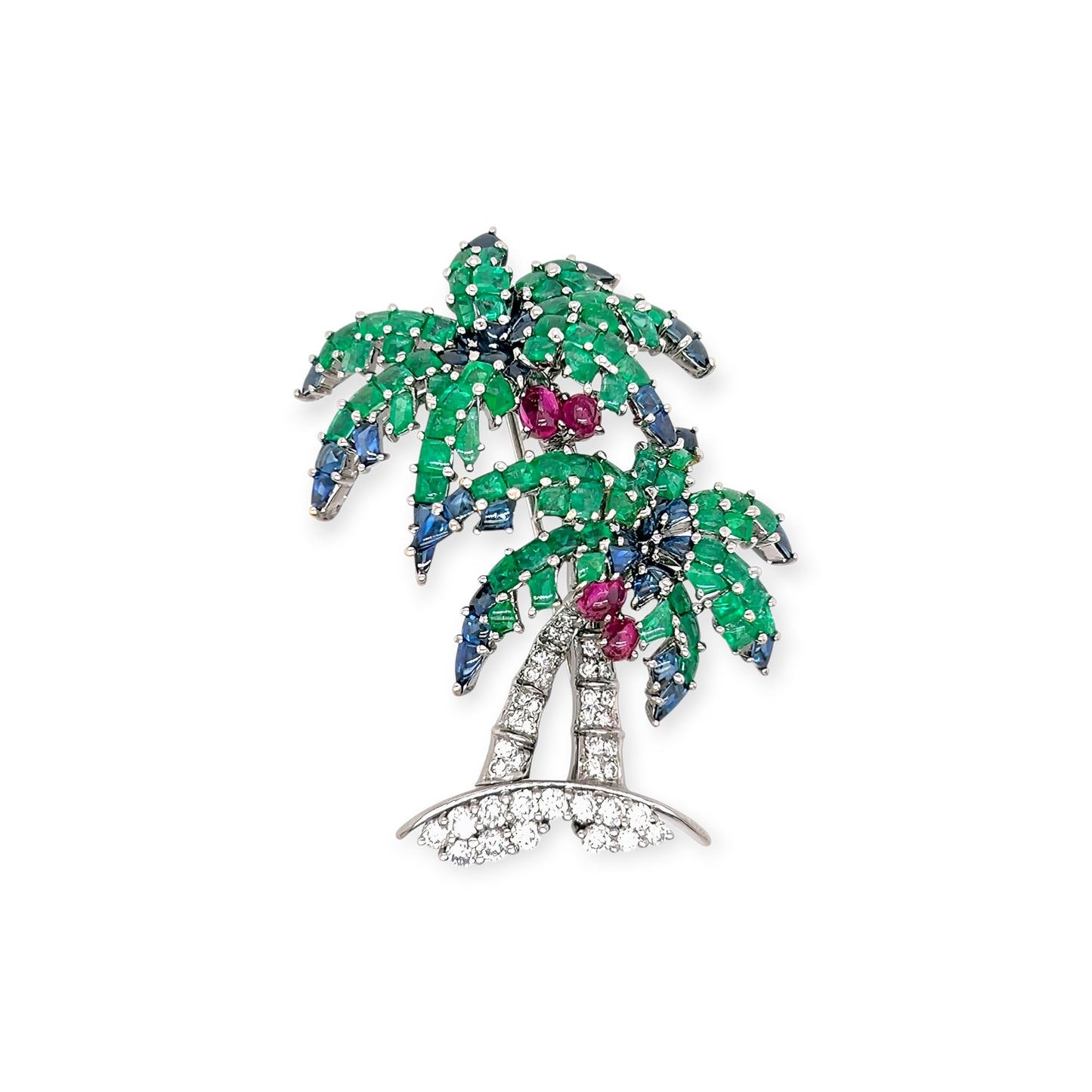 Multi Gem Palm Trees Brooch