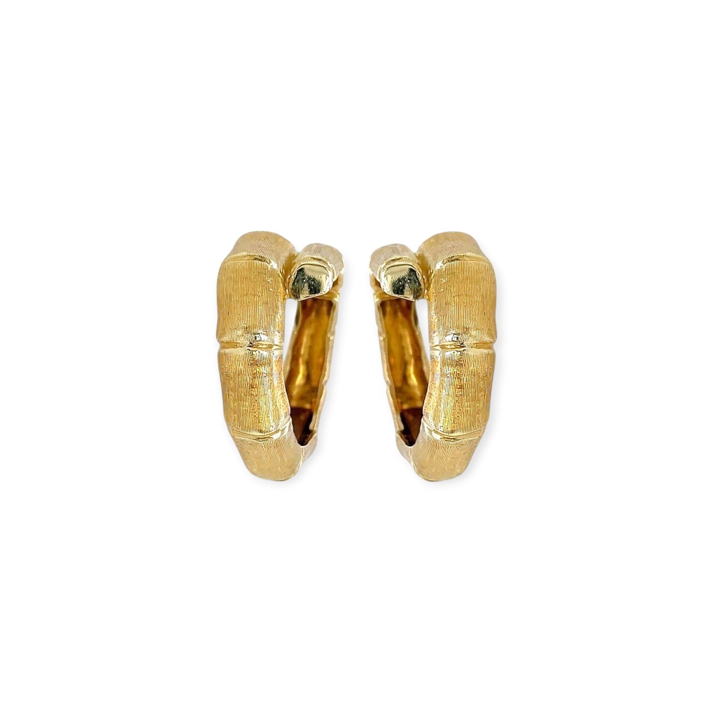 Gold Textured Bamboo Hoop Earrings