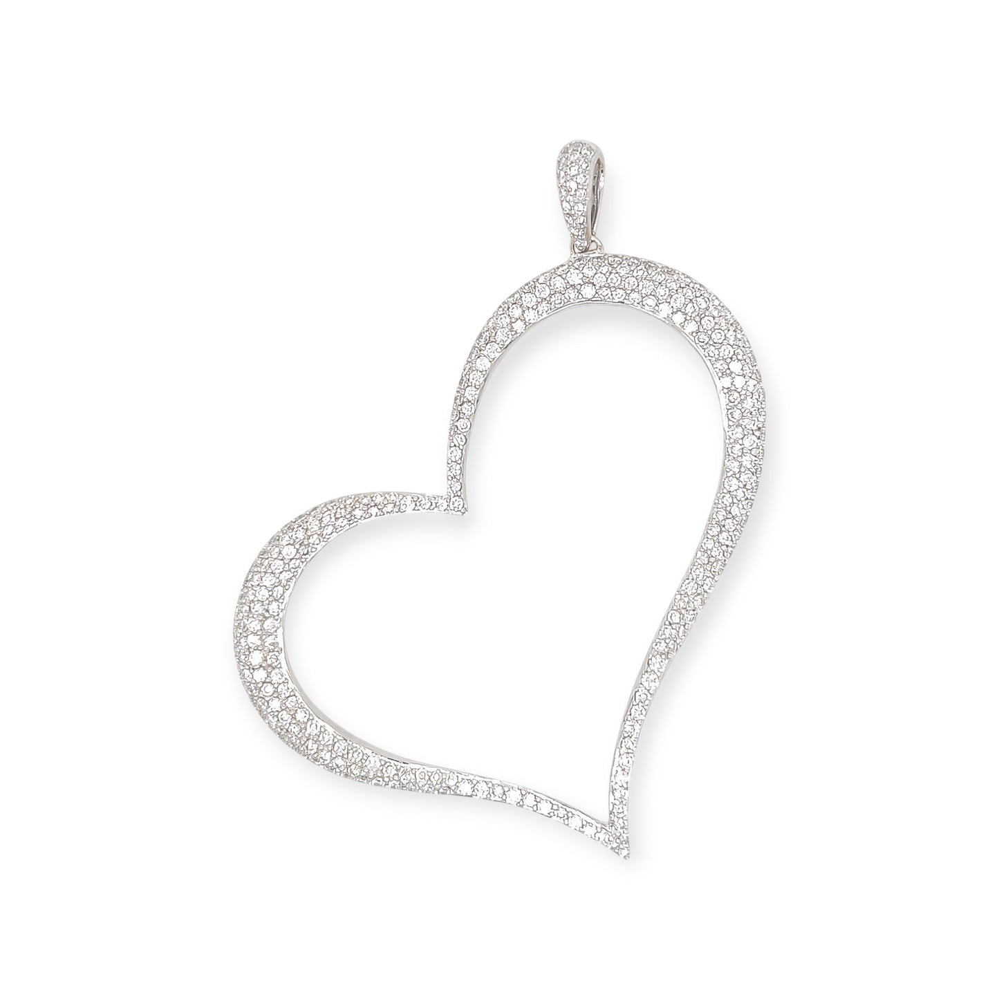 Large Stylized Open Heart Diamond Pendant