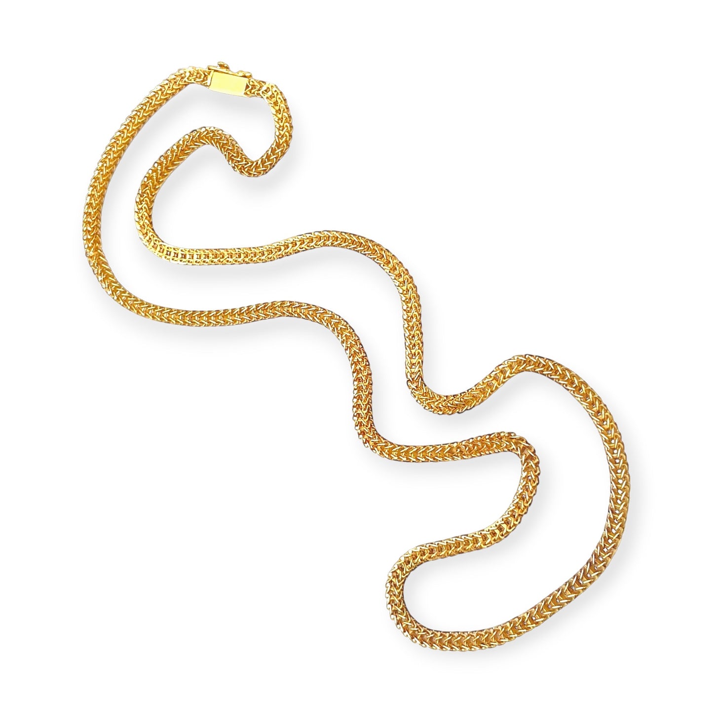 Long Gold Box Link Necklace