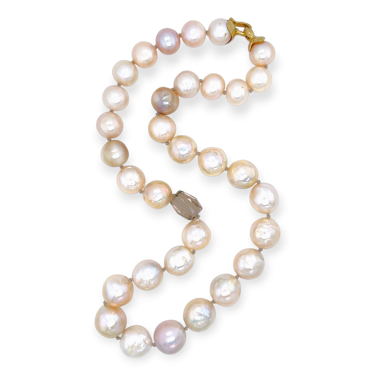 Gold Baroque Pearl Quartz Necklace
