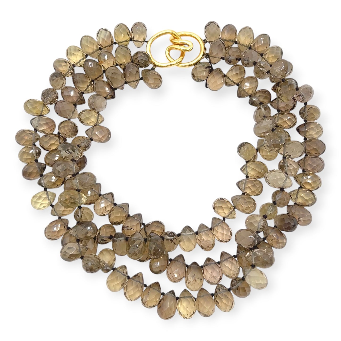 Gold Smoky Quartz Torsade Necklace