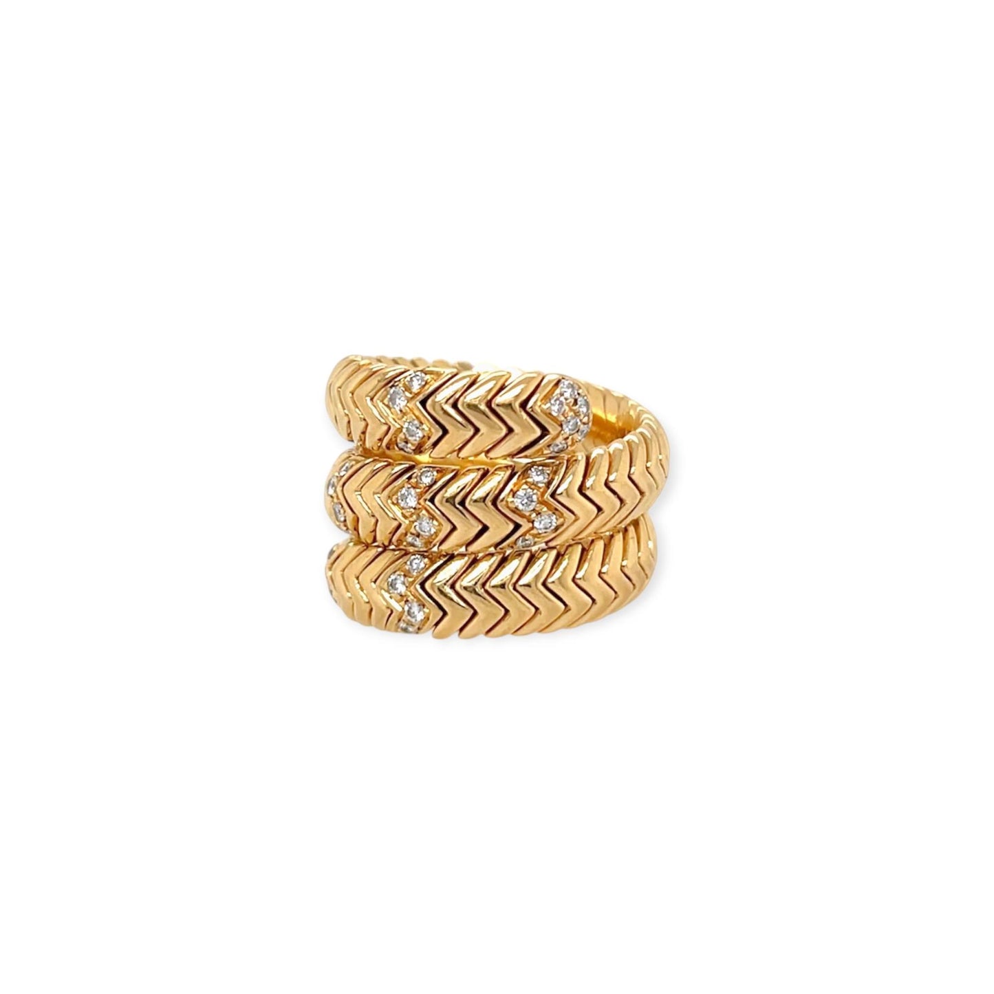 Gold Diamond Chevron Coil Ring