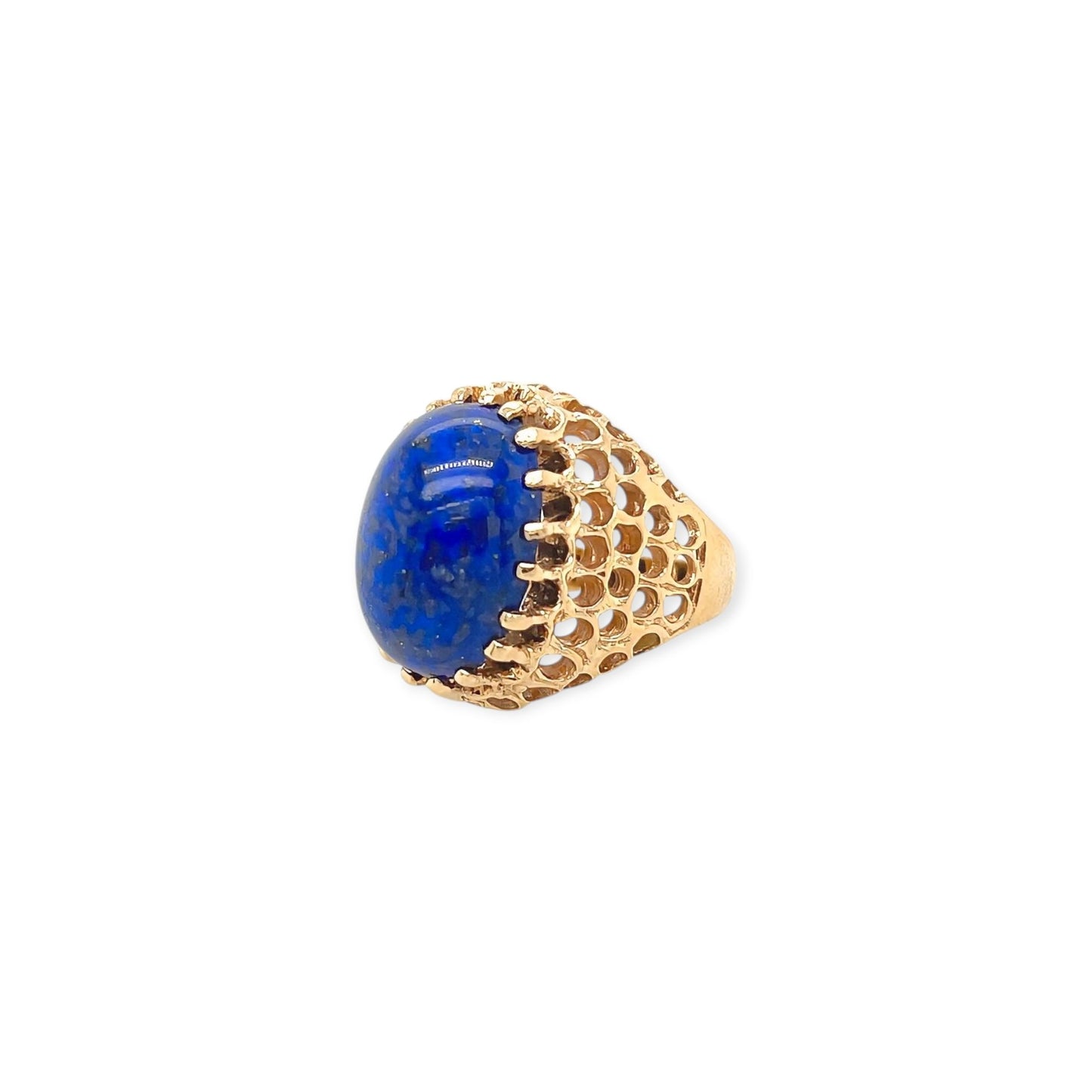 Gold Oval Lapis Lazuli Bombe Ring