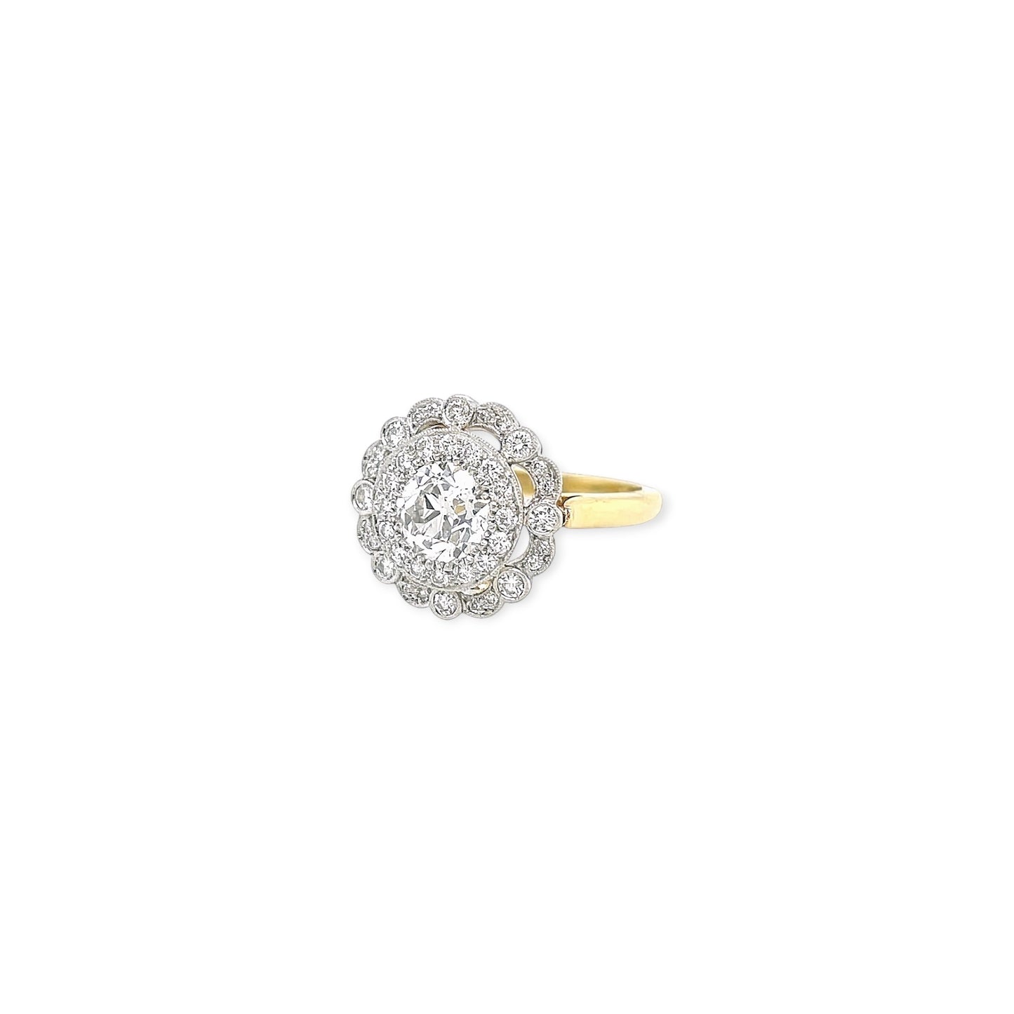 Cartier Gold Platinum Diamond Cluster Ring