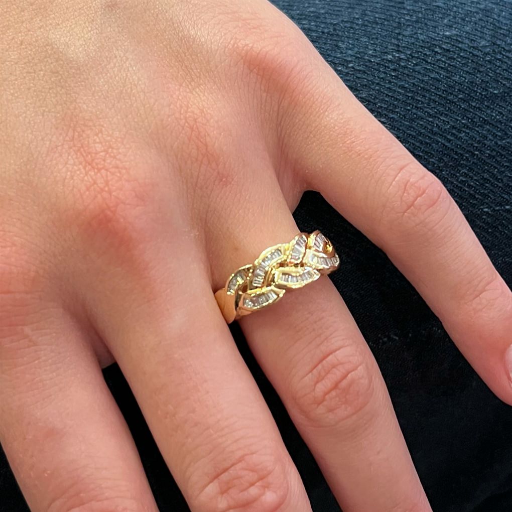 Gold Diamond Braided Ring