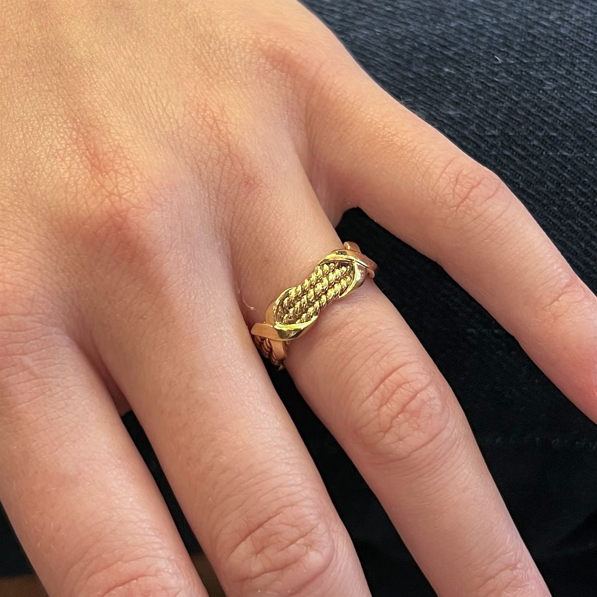 Tiffany Schlumberger Rope Three Row X Gold Ring