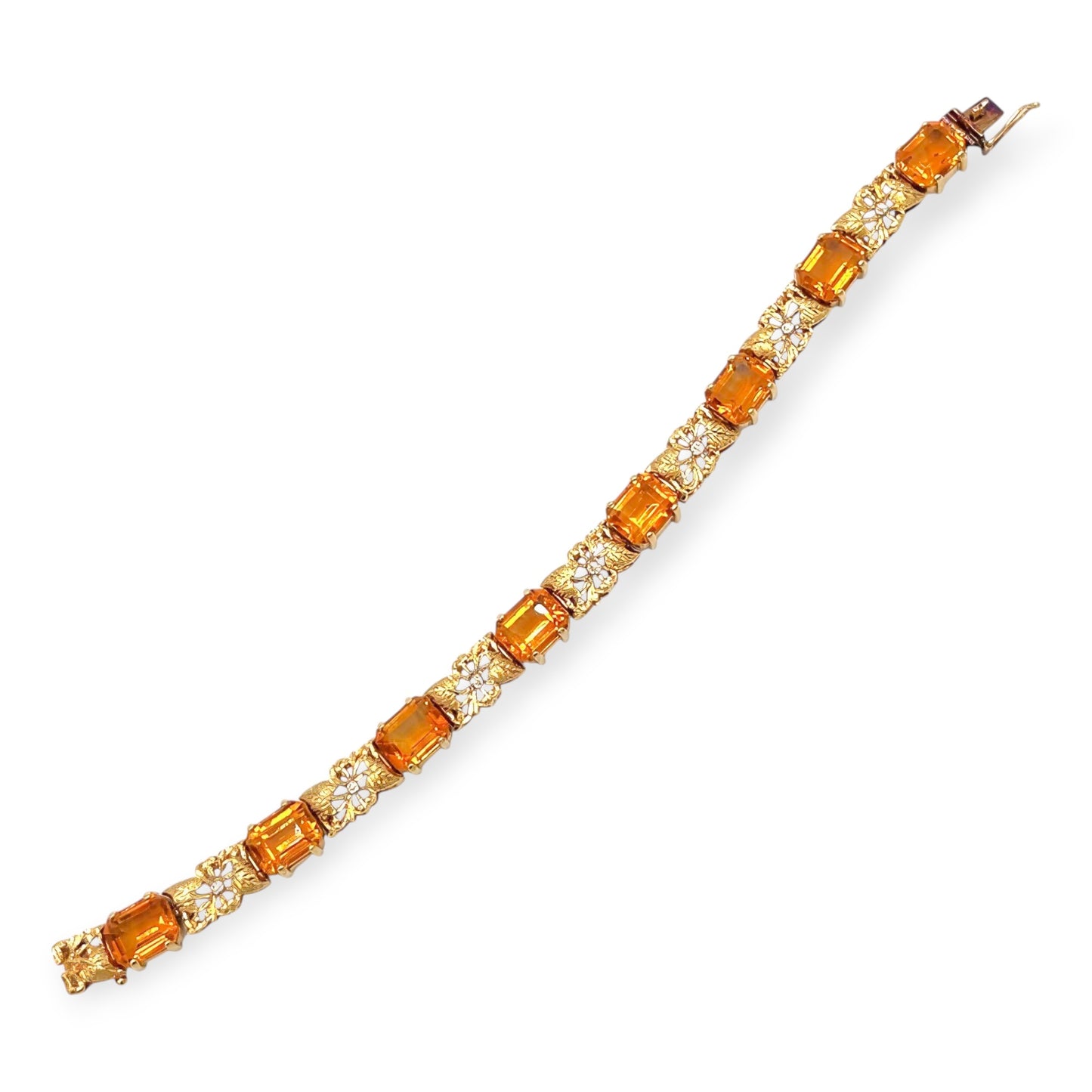 Gold Citrine Floral Openwork Bracelet