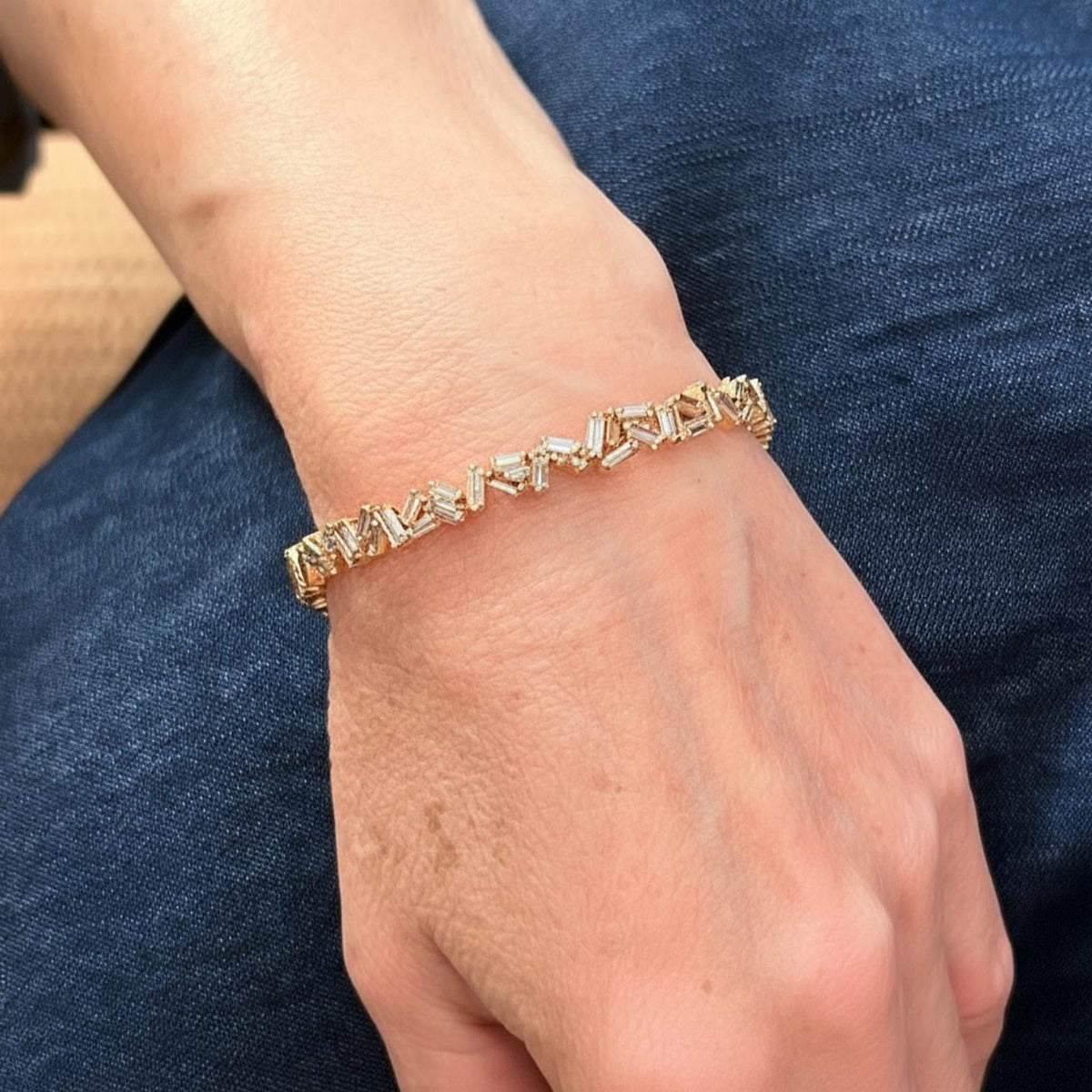 Rose Gold Light Brown Diamond Cuff Bracelet