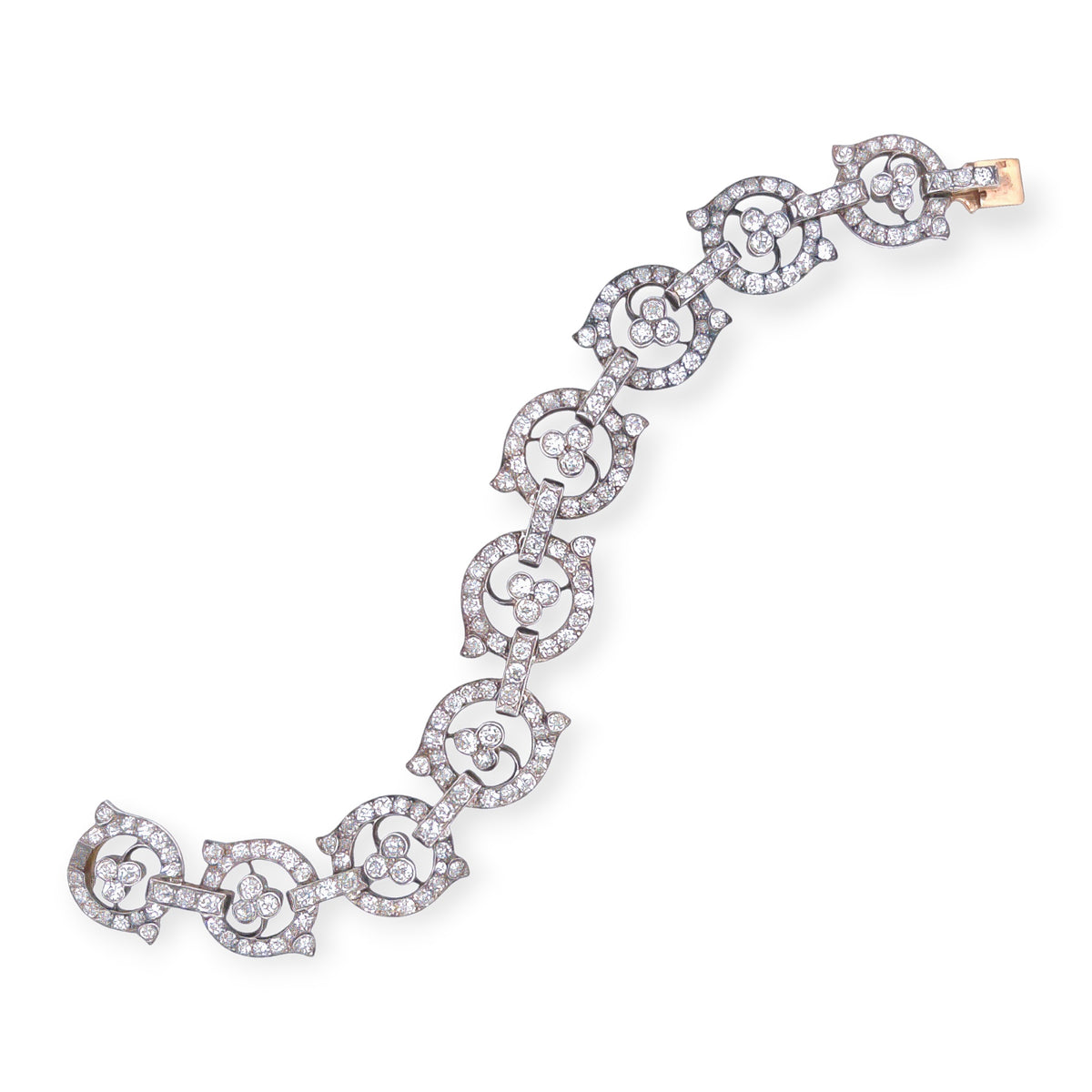 19th C French Silver Topped Gold Diamond Circle Bracelet