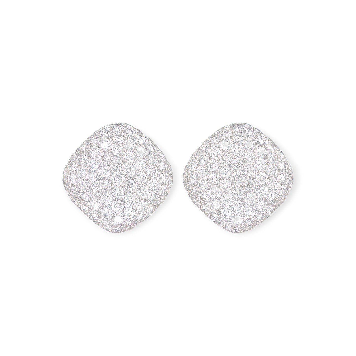 Valentin Magro Platinum Diamond Puffed Square Earrings