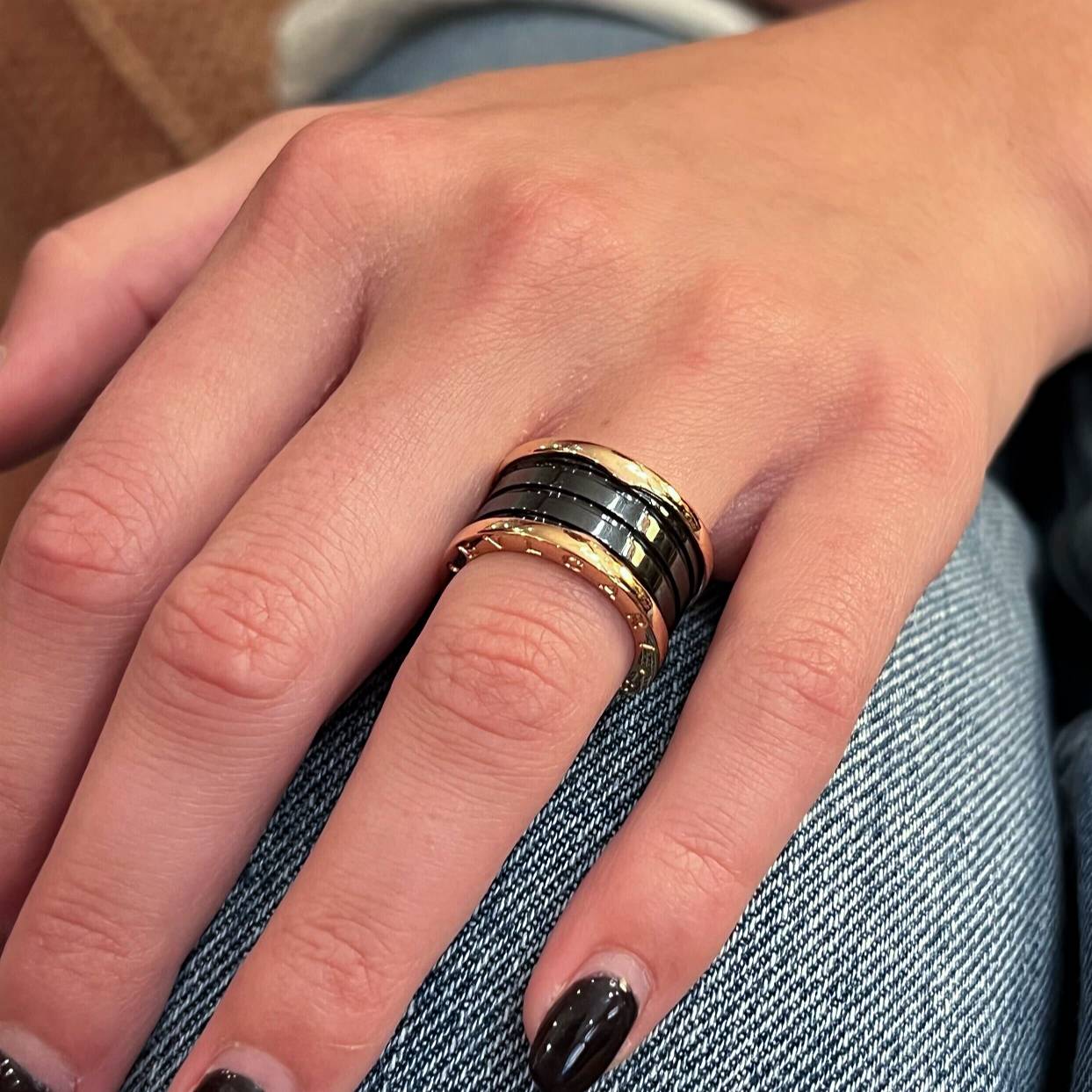 Bulgari B Zero1 Rose Gold Black Ceramic Ring