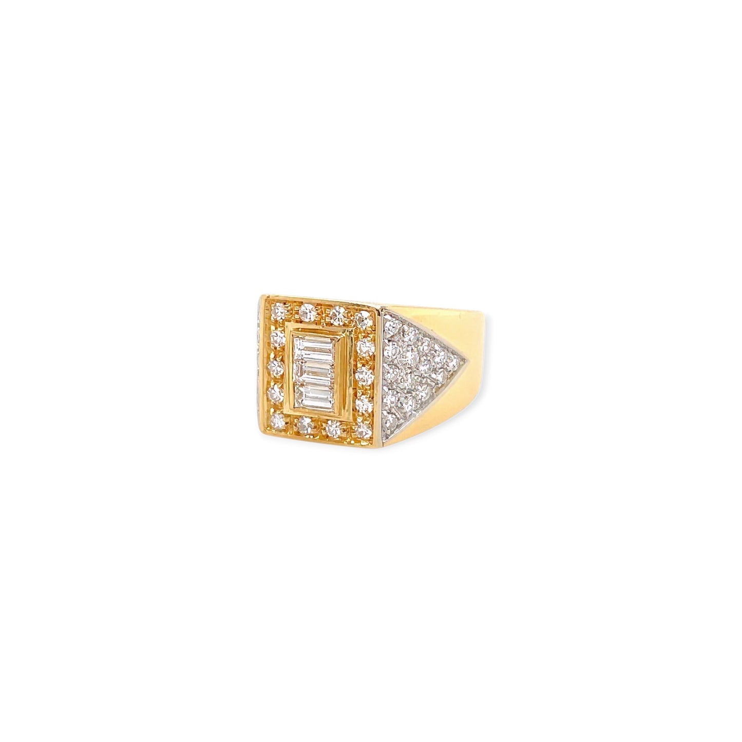 Gold Diamond Geometric Ring