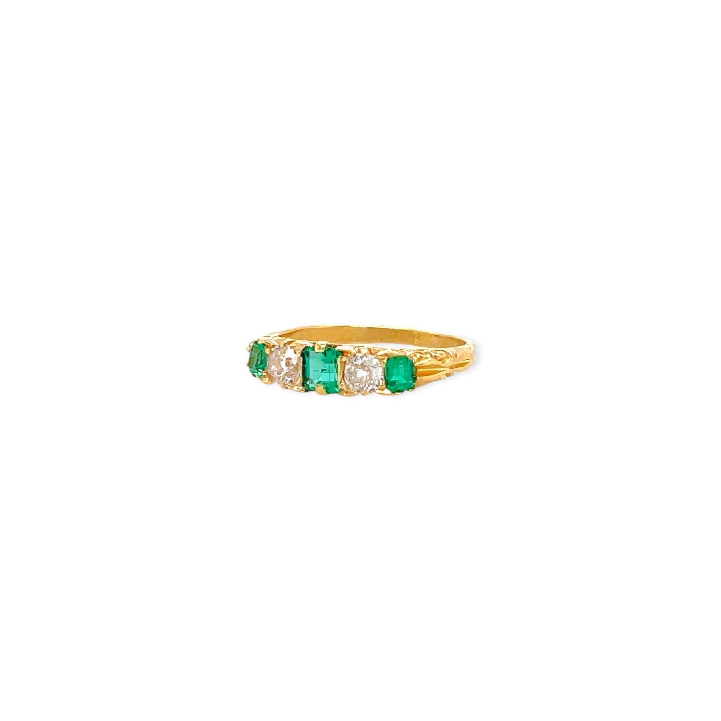 Antique Gold Emerald Diamond Ring