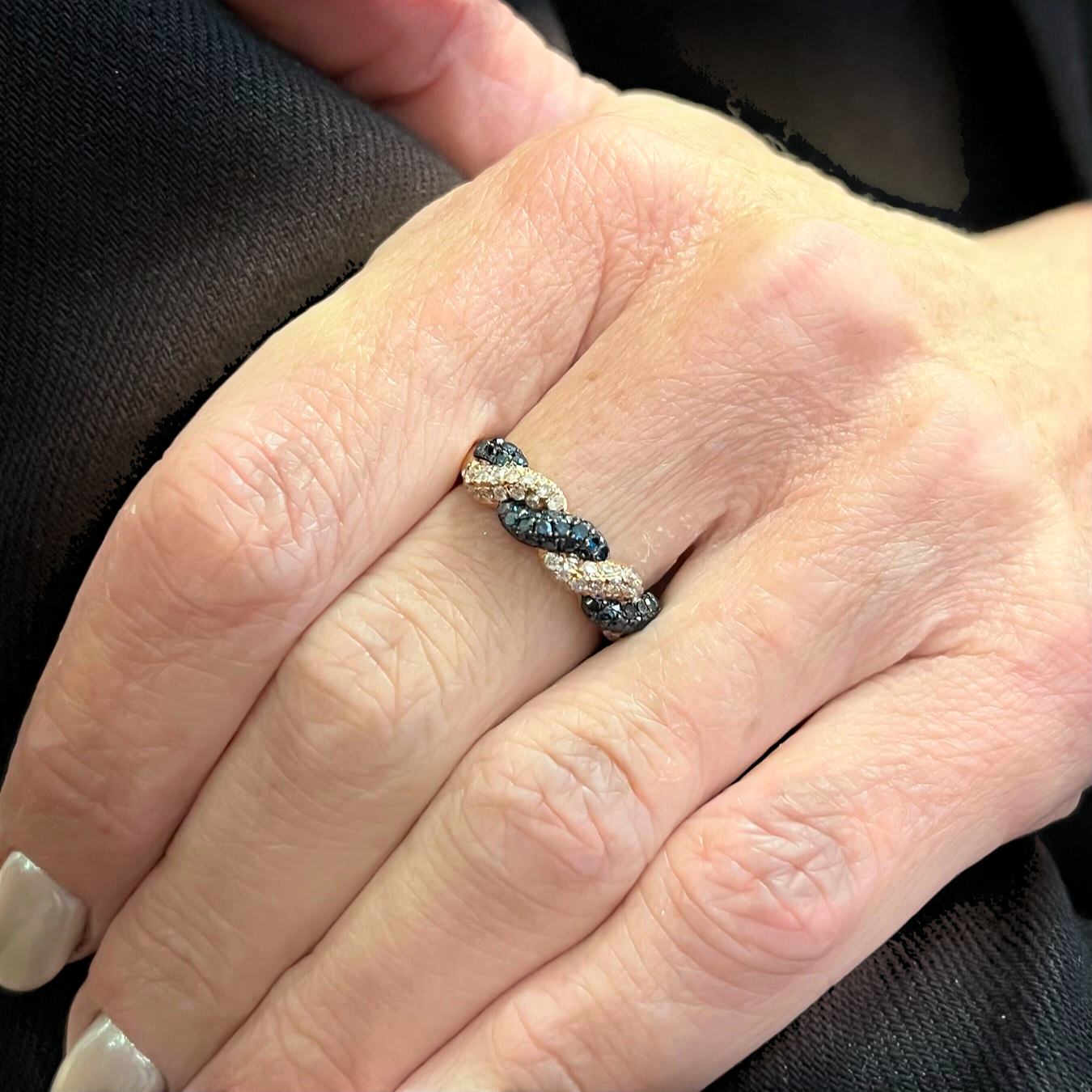 Rose Gold Blue Diamond Twist Ring