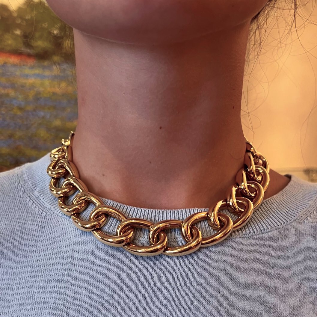 David Webb Gold Oval Link Necklace