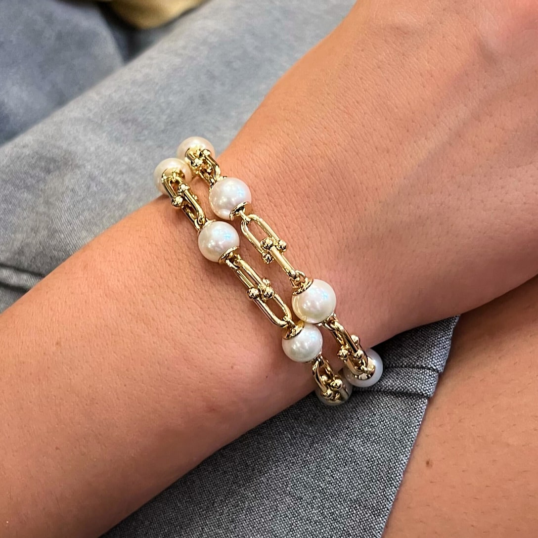 Tiffany HardWear Gold Pearl Bracelet Necklace