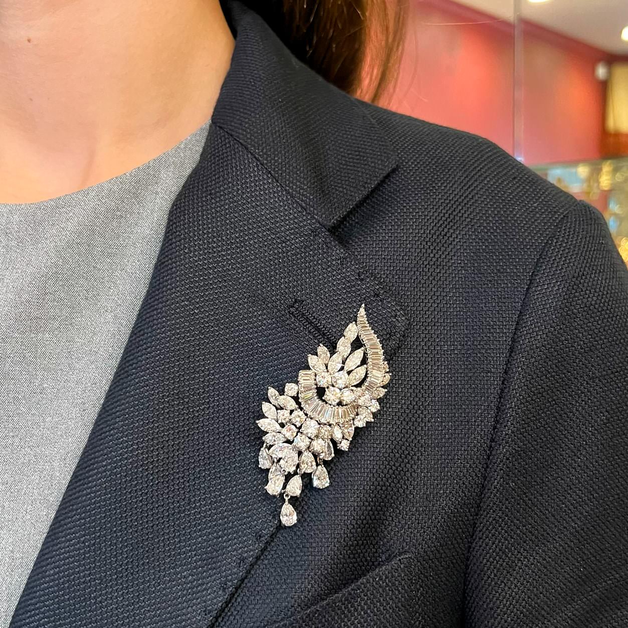 Platinum Diamond Spray Brooch