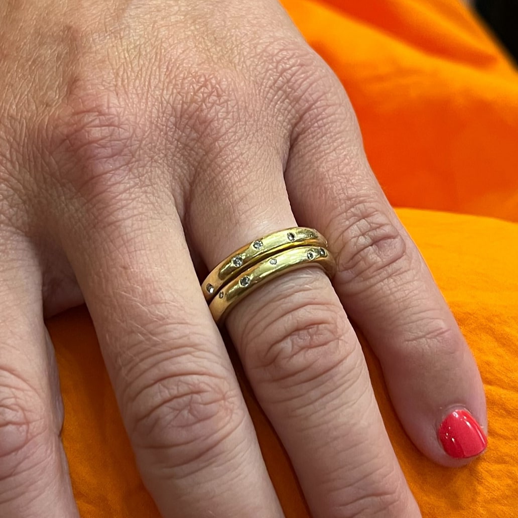 Two Gold Diamond Band Rings