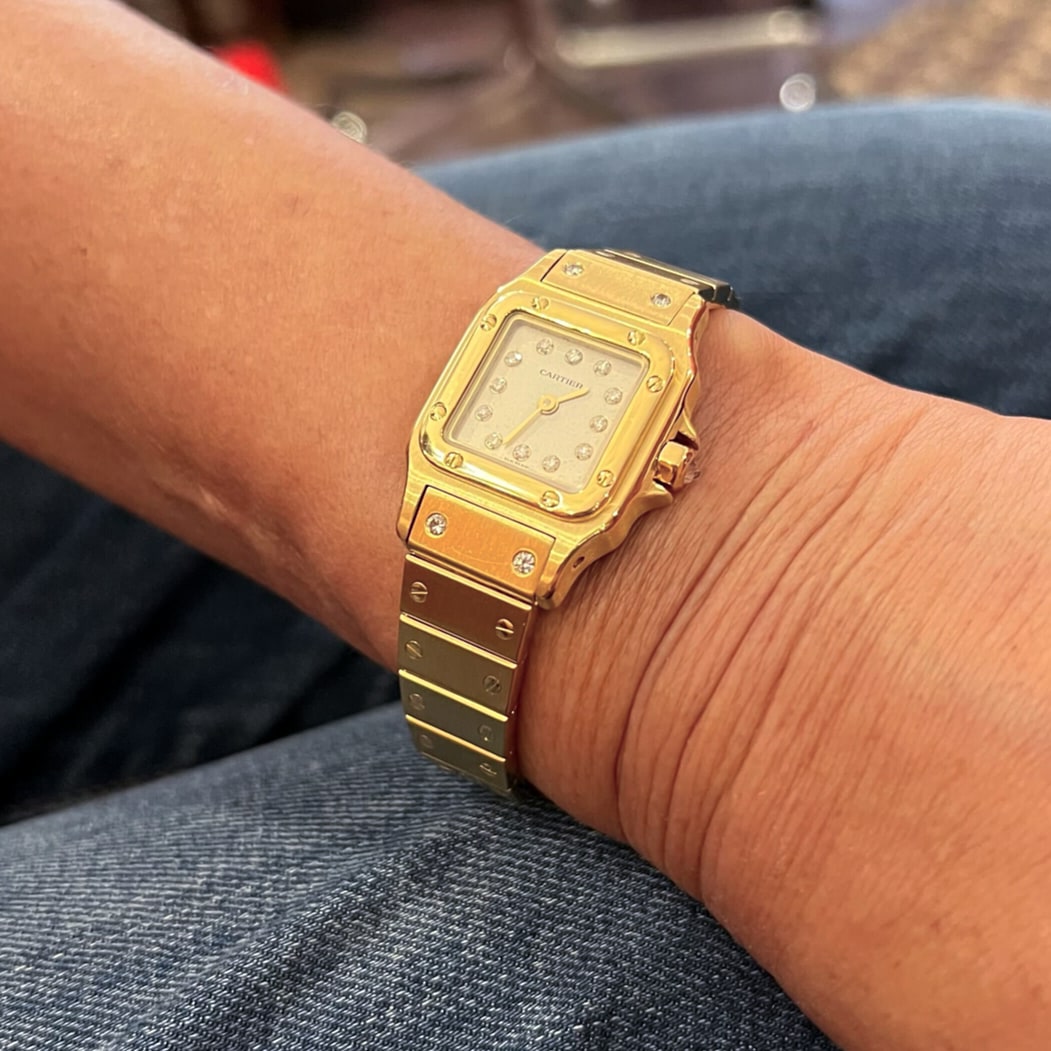 Cartier Santos Matte Gold Diamond Watch