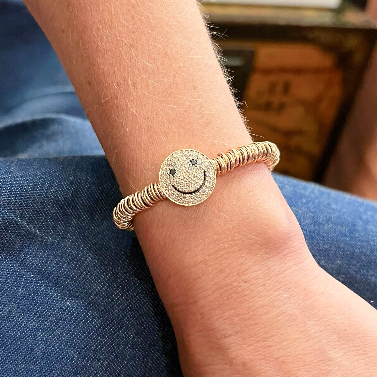 Aspery Guldag Smiley Face Gold Diamond Bracelet