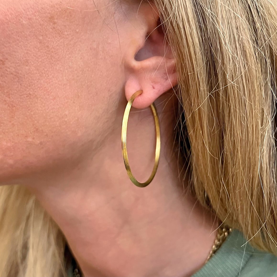 Lalaounis Textured Gold Hoop Earrings