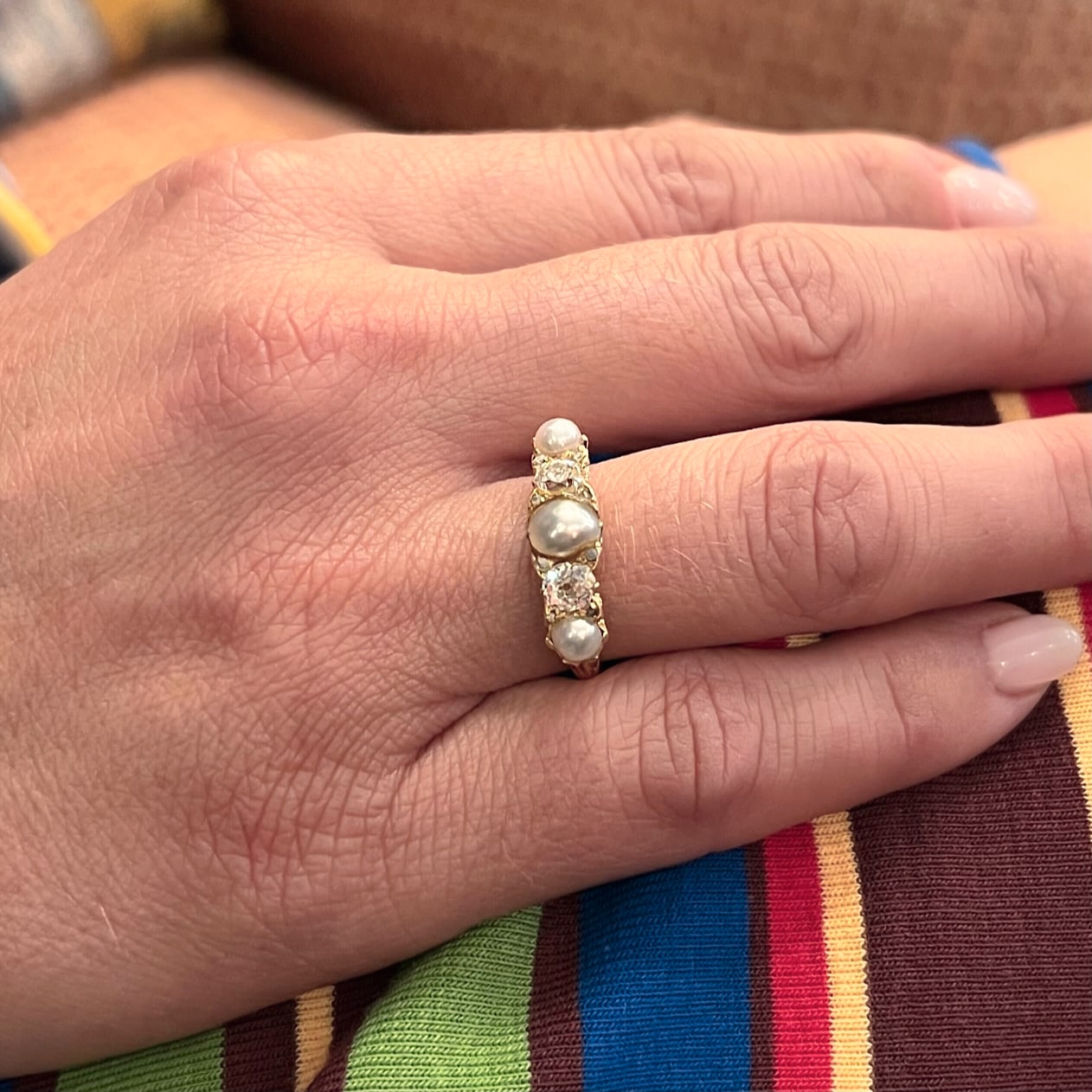 Antique Pearl Diamond Gold Ring