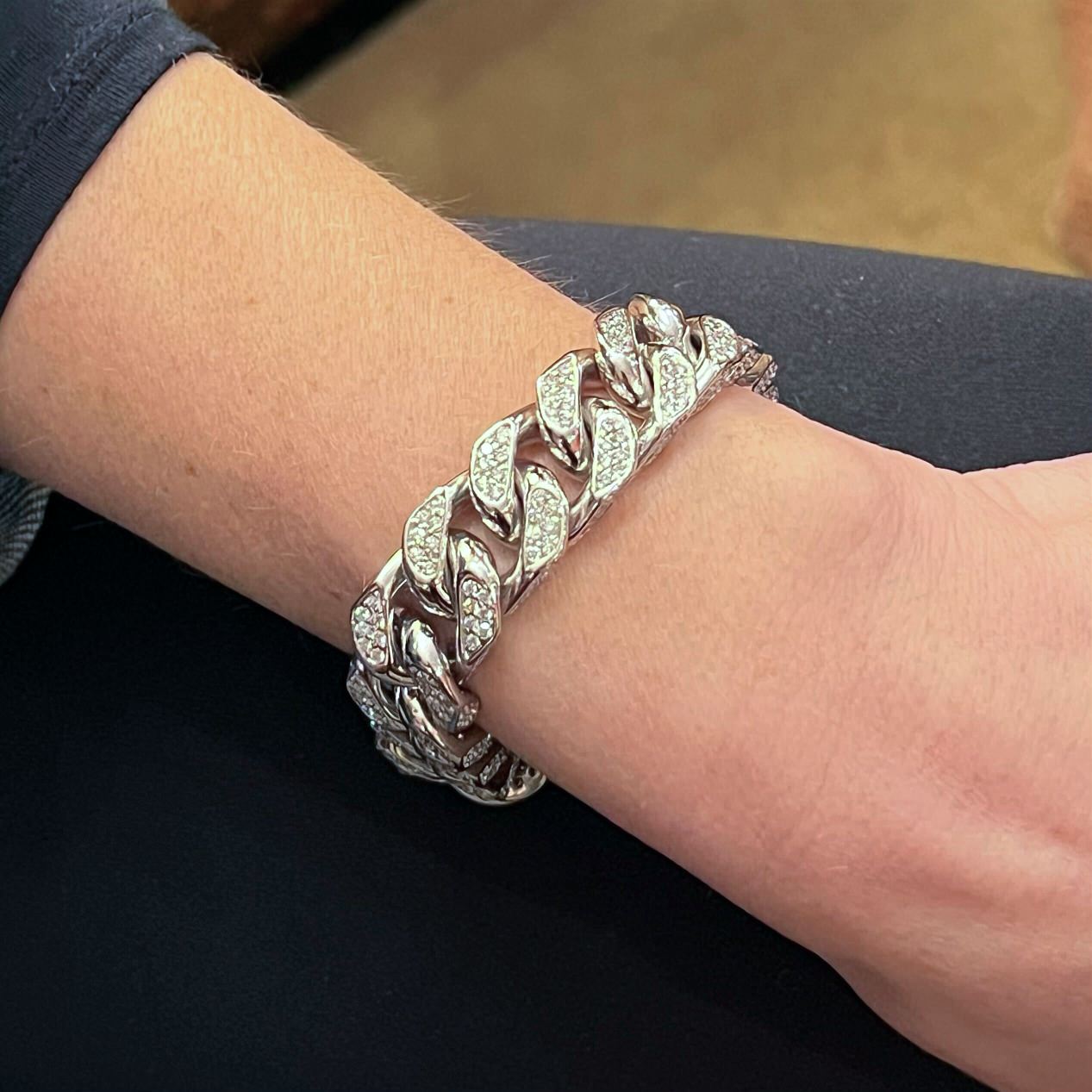 White Gold Diamond Curb Link Bracelet