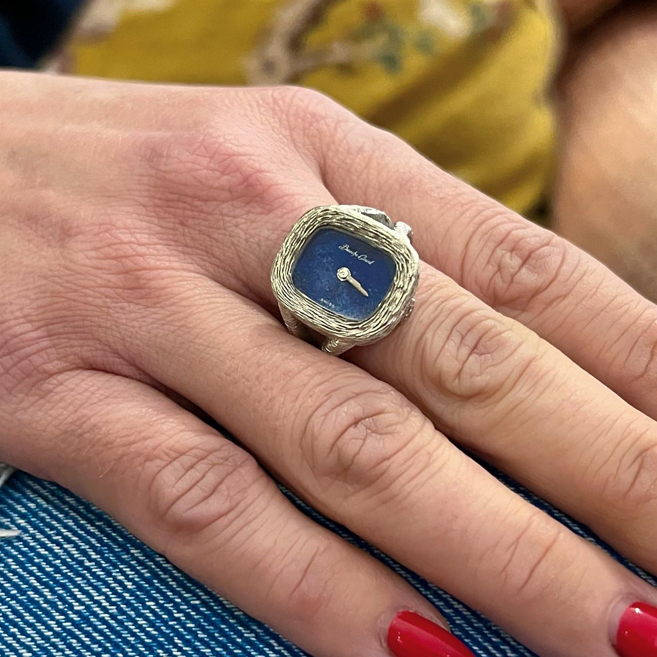 Bueche Girod Lapis Lazuli White Gold Watch Ring
