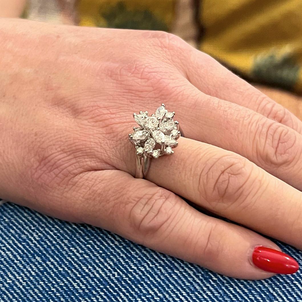 Platinum Diamond Cluster Ring