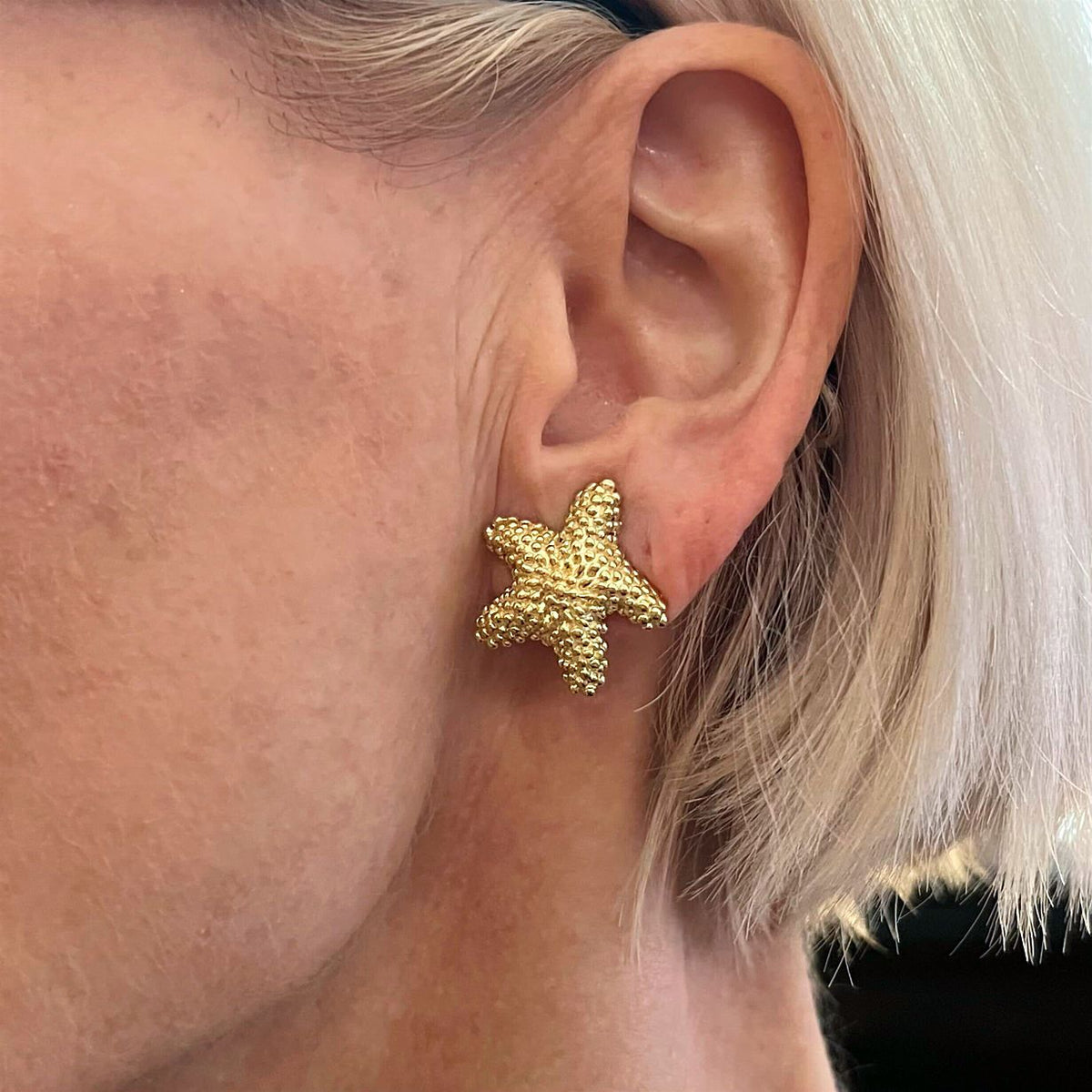 Tiffany Gold Textured Starfish Earrings