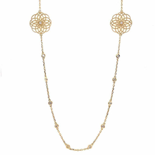 Floral Gold Diamond Link Necklace