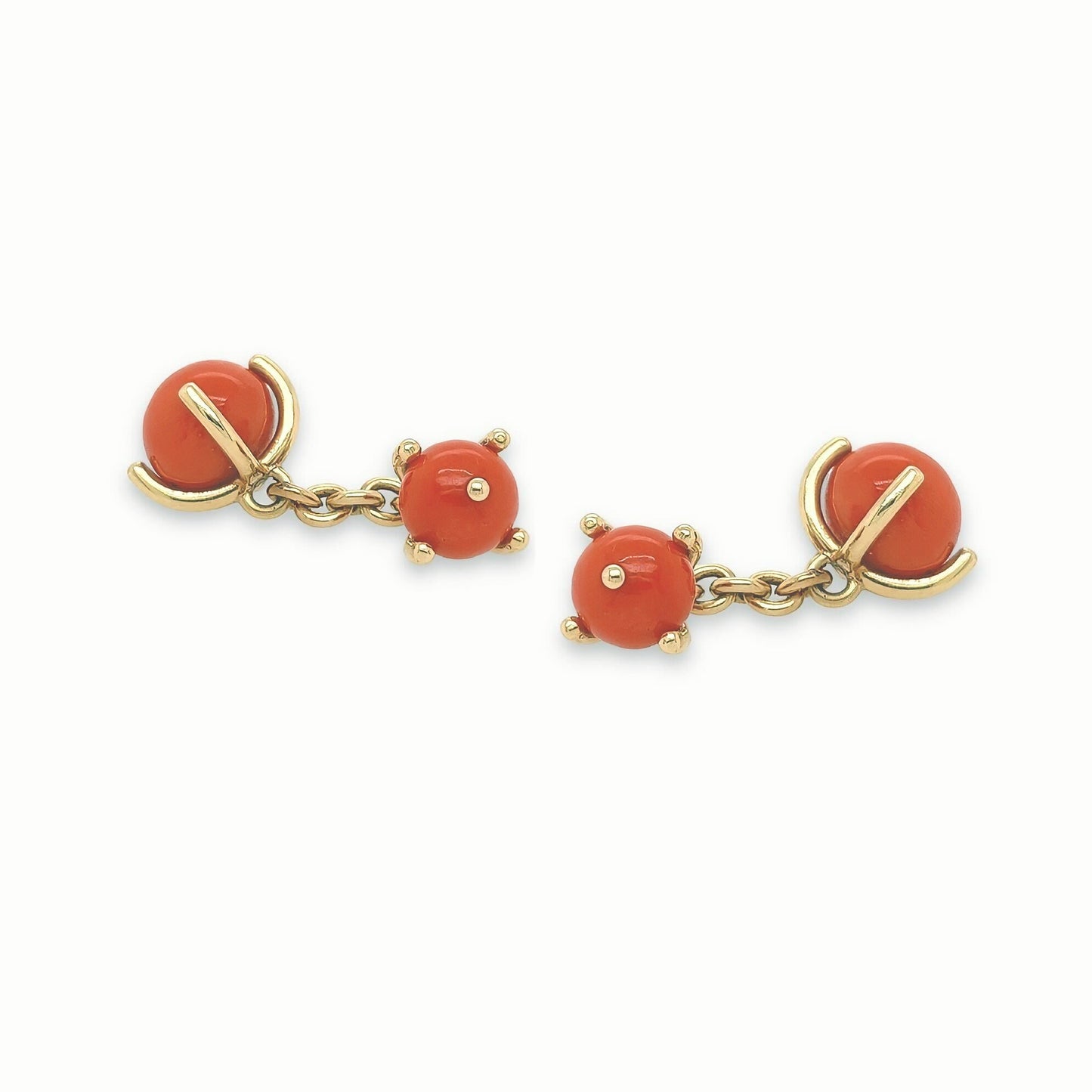 Gold Coral Bead Chain Link Cufflinks